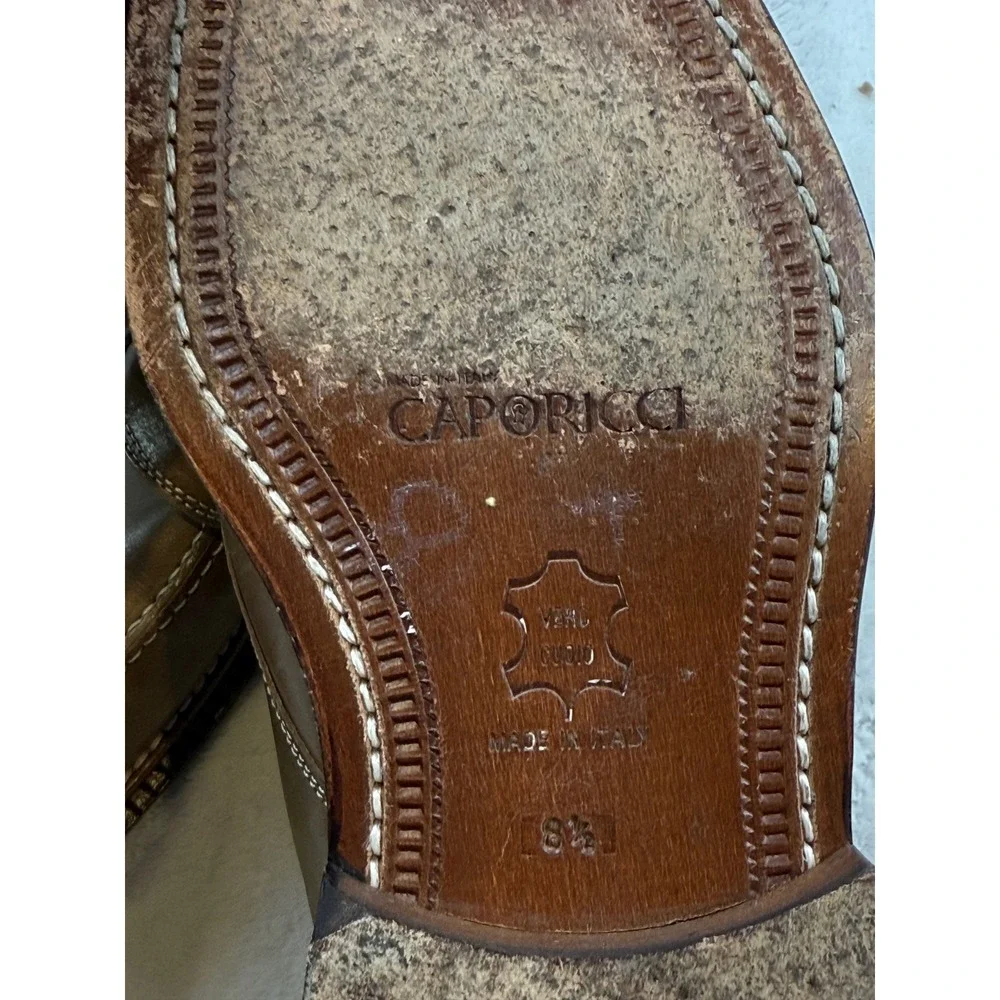 Caporicci Linea Blue Monk Strap Dress‎ Shoes Leather Square Toe Made in Italy